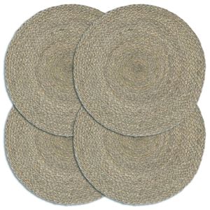 vidaXL Napperons 4 pcs Gris Plain 38 cm Rond Jute