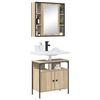 vidaXL Ensemble de mobilier de salle de bain avec &eacute;tag&egrave;re 2 pcs Marron