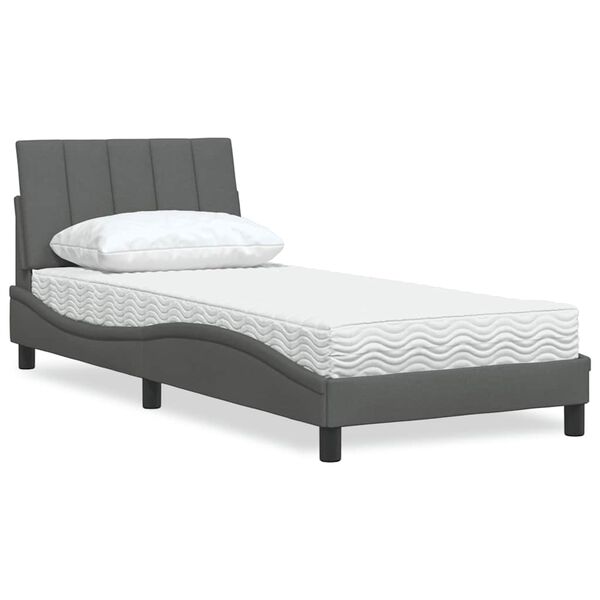 vidaXL Lit avec matelas Hanko gris foncé 90x190 cm tissu