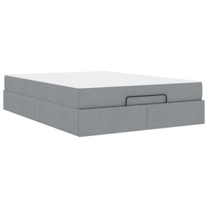 vidaXL Cadre de lit avec matelas avec matelas 2 pcs Gris clair tissu