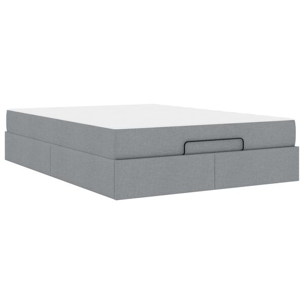 vidaXL Cadre de lit avec matelas avec matelas 2 pcs Gris clair tissu