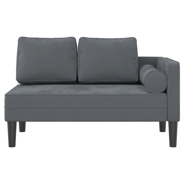 vidaXL Chaise longue avec coussins gris fonc&eacute; velours