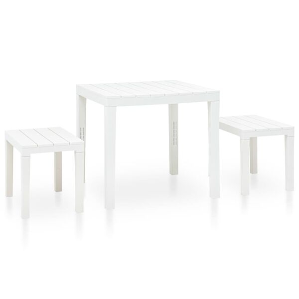 vidaXL Table de jardin avec 2 bancs Plastique Blanc