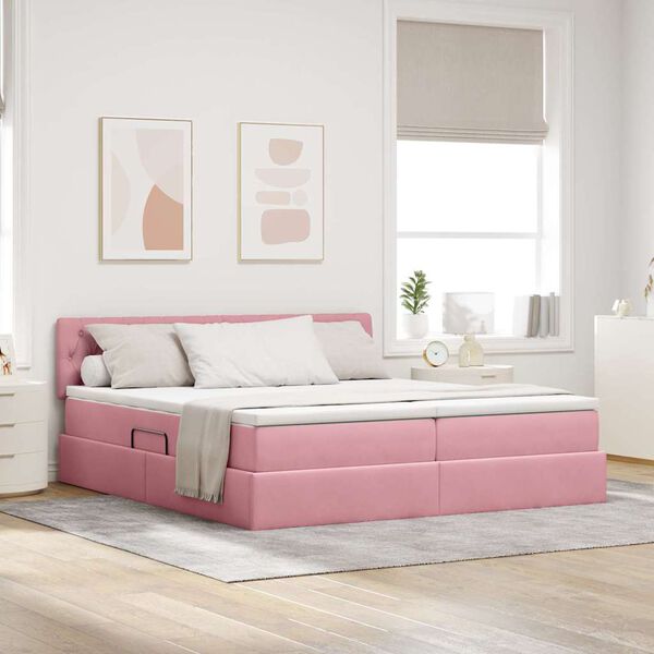 vidaXL Lit de Rangement avec matelas avec stockage Rose 100 x 200 cm