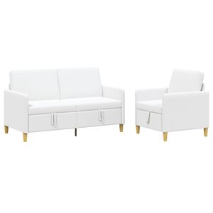 vidaXL Canap&eacute; avec rangement 2 pc 3 place Blanc 152 x 78 x 87 cm