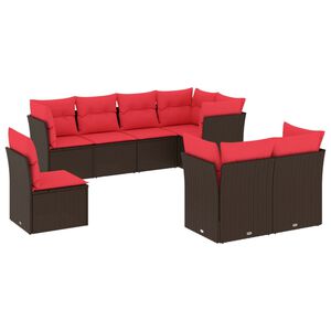 vidaXL Salon de jardin 8 pcs avec coussins marron r&eacute;sine tress&eacute;e
