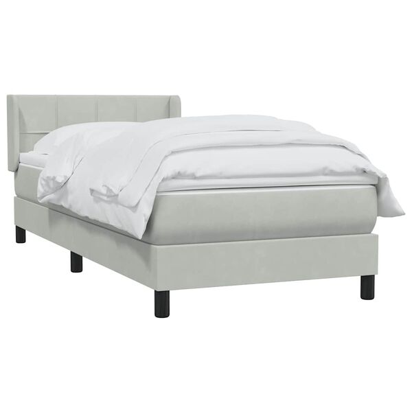 vidaXL Sommier &agrave; lattes de lit et matelas gris clair 90x210 cm velours