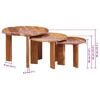 vidaXL Tables basses gigognes 3 pcs Marron Bois d'Acacia Massif