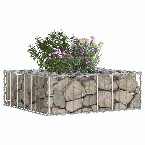 vidaXL Lit sur&eacute;lev&eacute; gabion Argent&eacute; 60 x 60 x 20 cm Acier galvanis&eacute;
