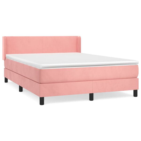 vidaXL Sommier &agrave; lattes de lit avec matelas Rose 140x190 cm Velours