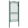 vidaXL Portail de cl&ocirc;ture avec dessus arqu&eacute; Acier 102x136 cm Vert