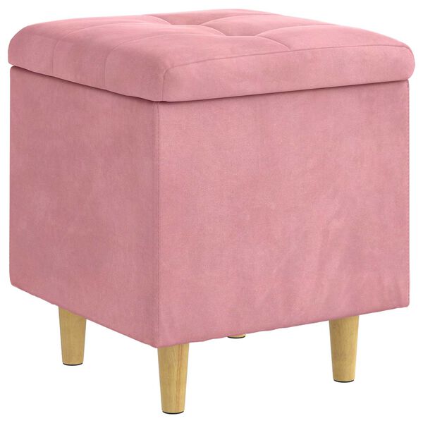 vidaXL Pouf de rangement avec coussin Rose 40 x 40 x 45 cm Velours