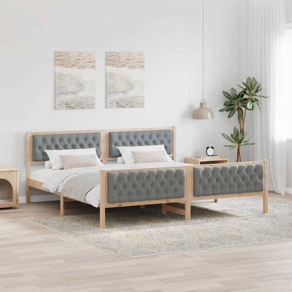 vidaXL Cadre de lit Gris clair 200 x 200 cm Pin massif
