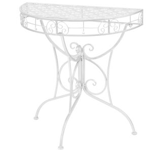 vidaXL Table d'appoint Vintage Demi-ronde M&eacute;tal 72x36x74 cm Argent&eacute;