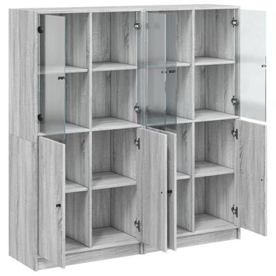 vidaXL Bibliothèque avec portes sonoma gris 136x37x142 cm