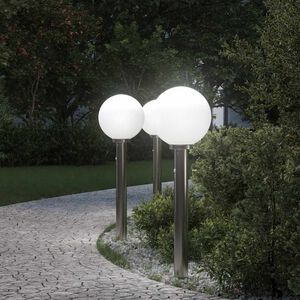 vidaXL Bornes lumineuses avec d&eacute;tecteur lot de 3 80 cm acier inoxydable IP44