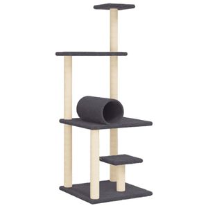 vidaXL Arbre &agrave; chat avec griffoirs en sisal gris fonc&eacute; 136 cm