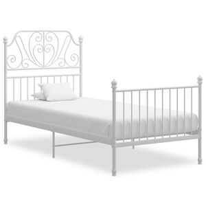 vidaXL Cadre de lit sans matelas blanc m&eacute;tal 90x200 cm