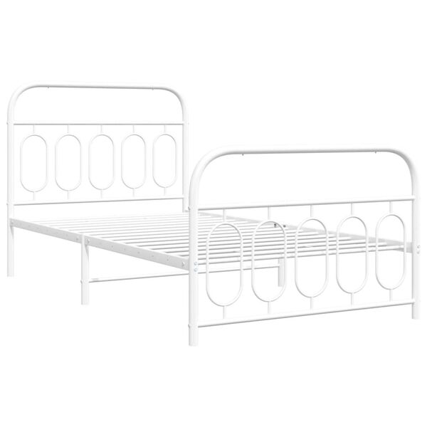 vidaXL Cadre de lit métal sans matelas et pied de lit blanc 100x190 cm