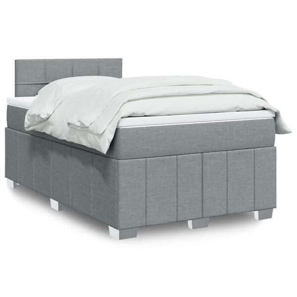 vidaXL Sommier &agrave; lattes de lit et matelas gris clair 120x190 cm tissu