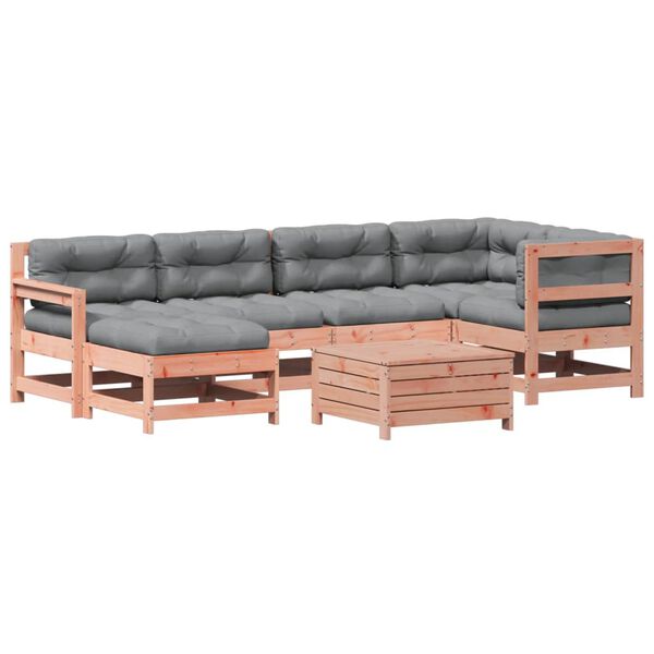 vidaXL Salon de jardin 7 pcs avec coussins bois massif douglas
