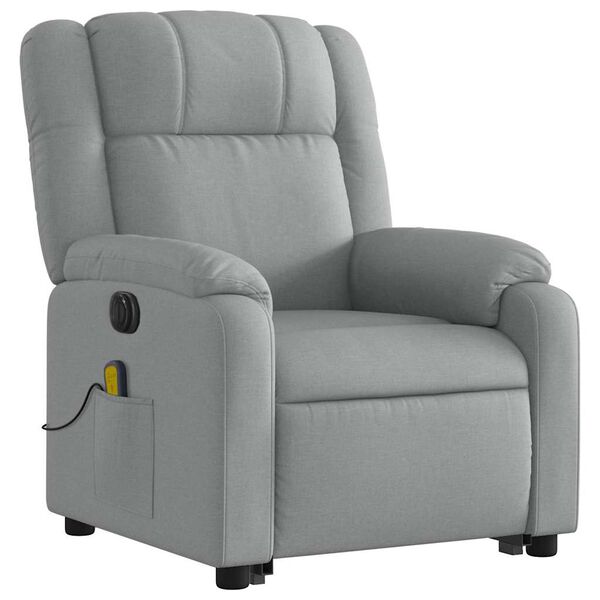 vidaXL Fauteuil inclinable de massage &eacute;lectrique Gris clair Tissu