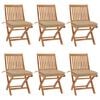 vidaXL Chaises pliables de jardin avec coussins lot de 6 Bois de teck