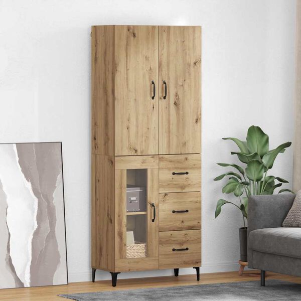 vidaXL Haut Armoire Montage mural Ch&ecirc;ne artisanal 69,5 x 34 x 180 cm