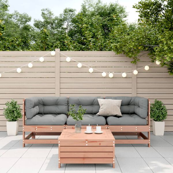 vidaXL Salon de jardin 4 pcs avec coussins bois massif douglas