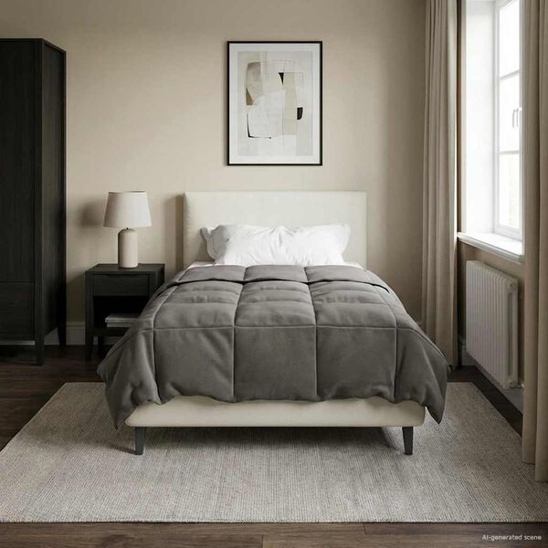 vidaXL Duvet complet toute l'ann&eacute;e Gris clair 155 x 220 cm Microfibre