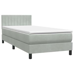 vidaXL Sommier &agrave; lattes de lit et matelas gris clair 90x210 cm velours