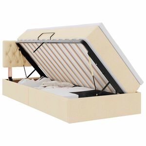 vidaXL Lit avec rangement et matelas avec matelas Cr&egrave;me 90 x 190 cm