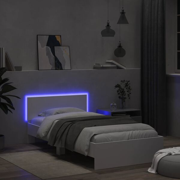 vidaXL Cadre de lit sans matelas avec lumières LED blanc 100x200 cm