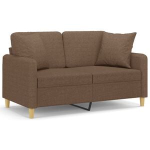 vidaXL Canap&eacute; 2 places avec oreillers d&eacute;coratifs marron 120 cm tissu