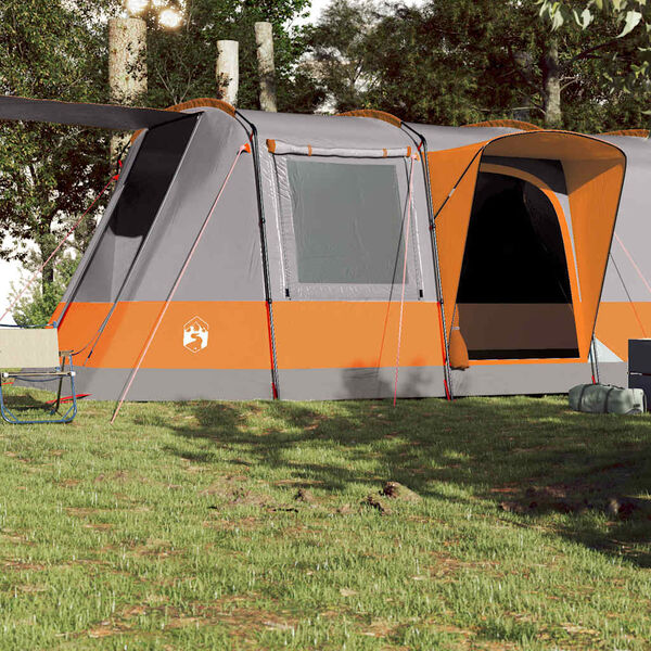 vidaXL Tente de camping tunnel 4 personnes gris et orange imperméable