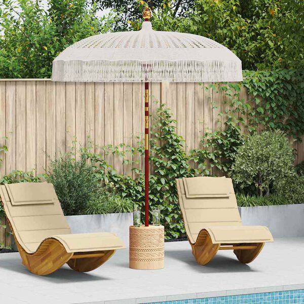 vidaXL Parasol Macramé Crème 190 x 190 x 260 cm