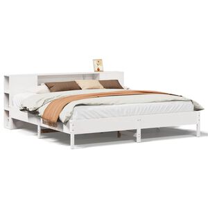 vidaXL Lit biblioth&egrave;que sans matelas blanc 200x200 cm bois pin massif