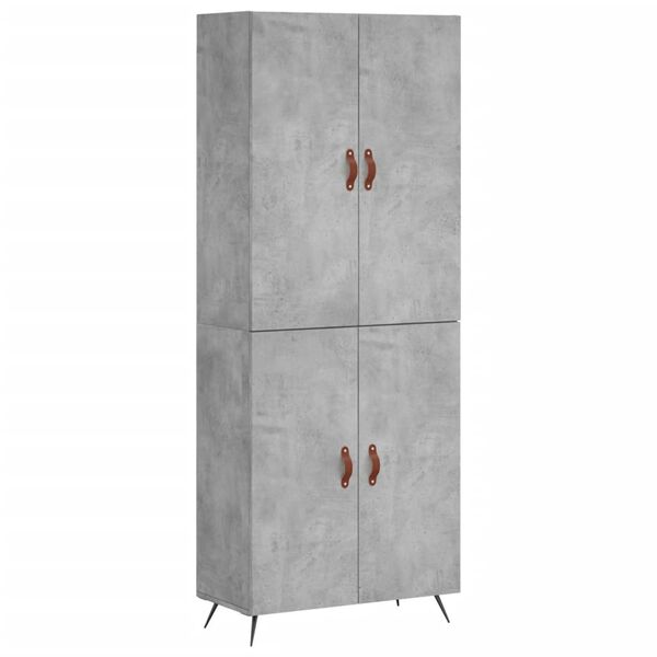 vidaXL Buffet haut Gris b&eacute;ton 69,5x34x180 cm Bois d'ing&eacute;nierie