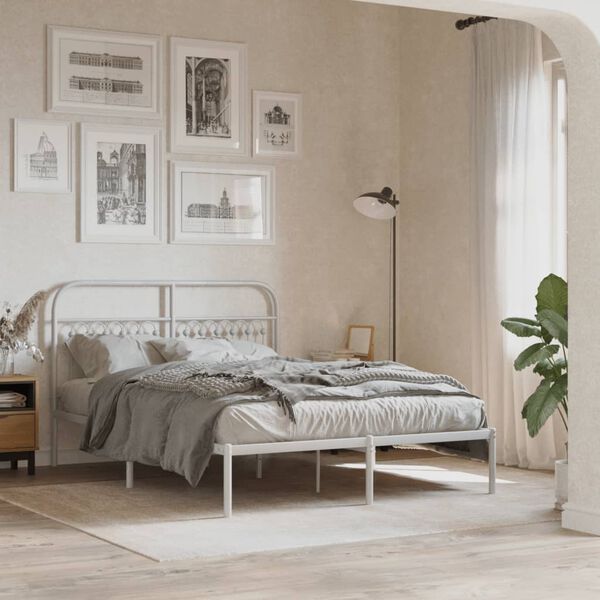 vidaXL T&ecirc;te de lit de remplacement m&eacute;tal blanc 135 cm