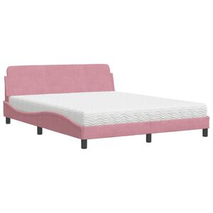 vidaXL Lit avec matelas Dover rose 160x200 cm velours