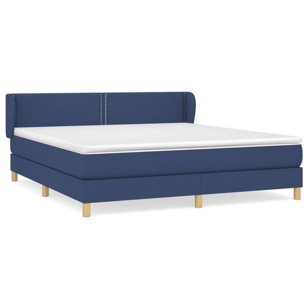 vidaXL Sommier &agrave; lattes de lit avec matelas Bleu 160x200 cm Tissu
