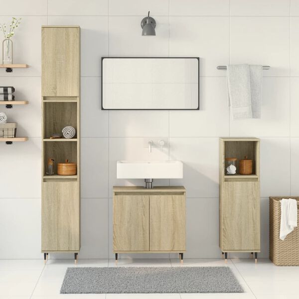 vidaXL Ensemble de meubles de salle de bain 3 pcs ch&ecirc;ne sonoma