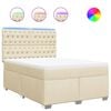 vidaXL Sommier &agrave; lattes de lit avec matelas Cr&egrave;me 140x190 cm Tissu
