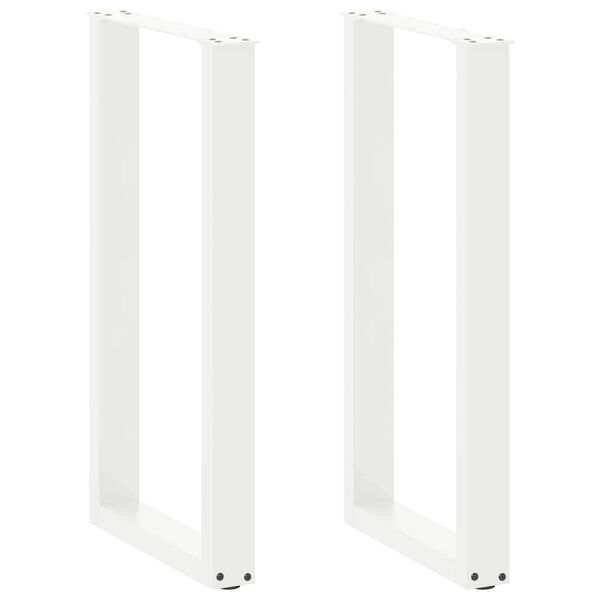vidaXL Pieds de table de bar en U, 2 pi&egrave;ces, blanc, 40 x (90-91) cm, acier