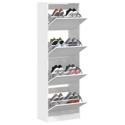 vidaXL Armoire à chaussures 4 tiroirs rabattables blanc 60x34x187,5 cm