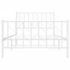 vidaXL Cadre de lit m&eacute;tal sans matelas et pied de lit blanc 100x190 cm