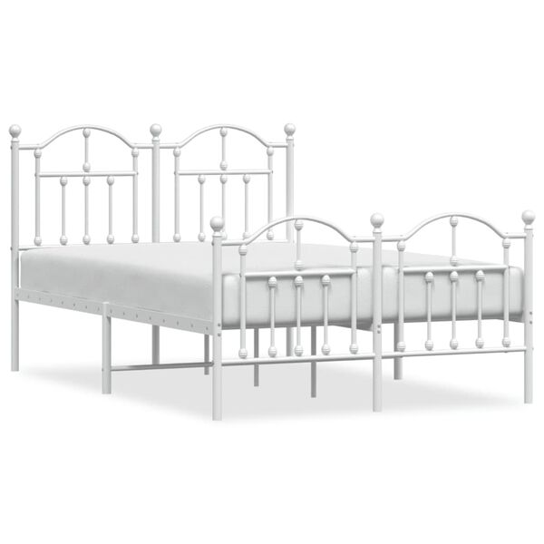 vidaXL Cadre de lit m&eacute;tal sans matelas et pied de lit blanc 120x200 cm