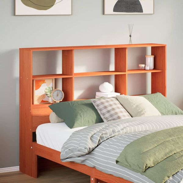 vidaXL T&ecirc;te de lit avec rangement cire marron 120cm bois massif de pin