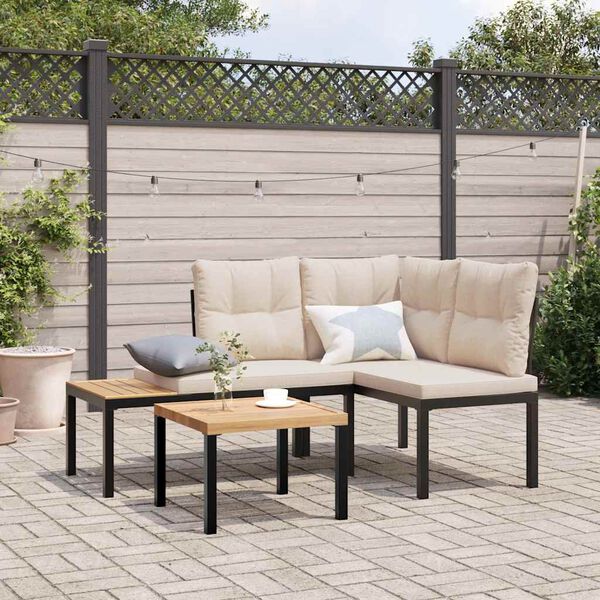 vidaXL Bancs de jardin avec coussins lot de 2 acier enduit de poudre