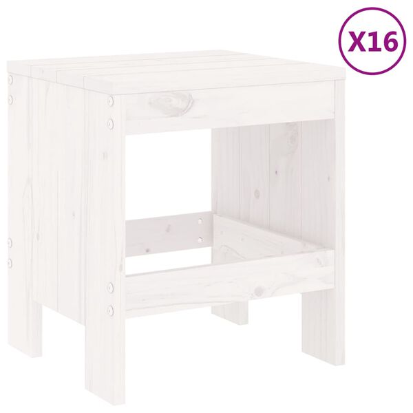 vidaXL Ensemble à manger de jardin 17 pcs blanc bois massif de pin